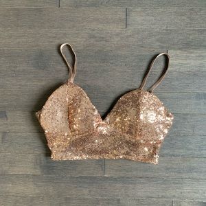 Revamped Rosegold Sequin Bralette Women’s M